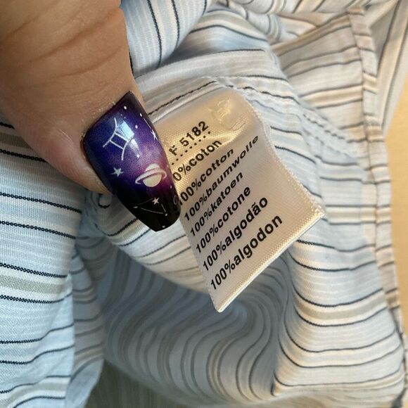 Lacoste Button Up Shirt Mens Size XL Grey Black Blue Striped Long Sleeve Logo - Picture 7 of 10